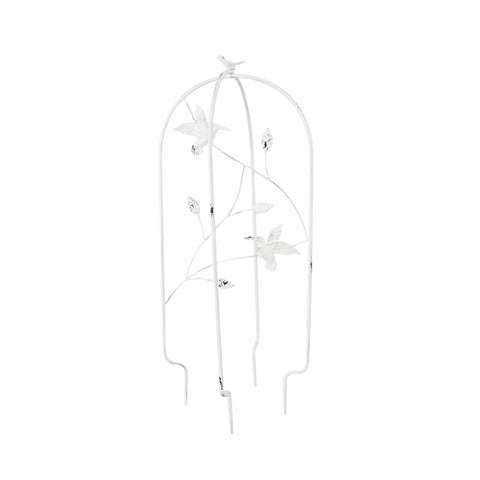White Metal Trellis  with Hummingbirds