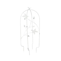 White Metal Trellis  with Hummingbirds