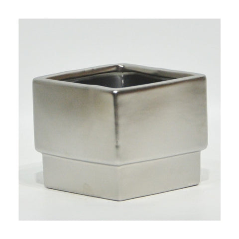 SIlver Sq. Ceramic Pot 5"