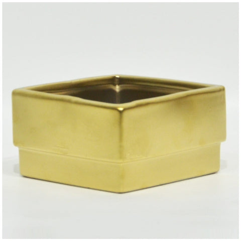 Gold Low Sq. Ceramic Pot